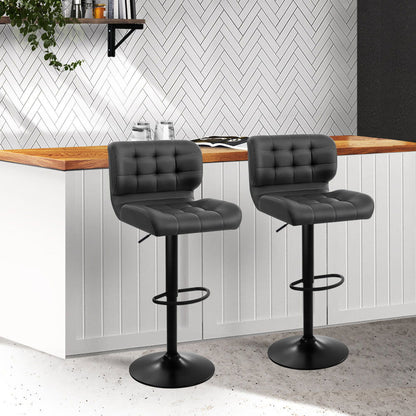 Artiss 2x Bar Stools Gas Lift Leather Padded Grey - Cosy Abode