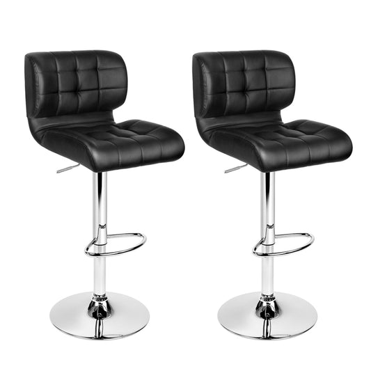 Artiss 2x Bar Stools Gas Lift Leather Padded Stool Black - Cosy Abode