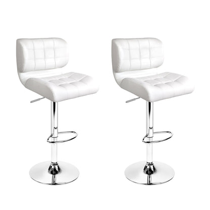 Artiss 2x Bar Stools Gas Lift Leather Padded White - Cosy Abode