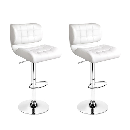Artiss 2x Bar Stools Gas Lift Leather Padded White - Cosy Abode