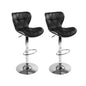 Artiss 2x Bar Stools Gas Lift Leather Seat Black - Cosy Abode