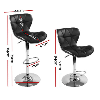 Artiss 2x Bar Stools Gas Lift Leather Seat Black - Cosy Abode