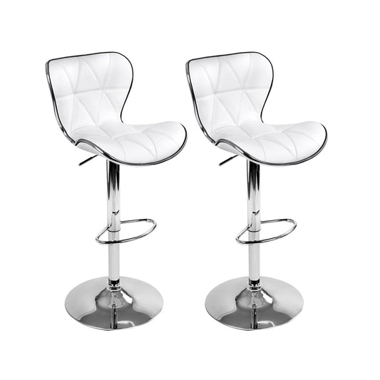 Artiss 2x Bar Stools Gas Lift Leather Seat White - Cosy Abode