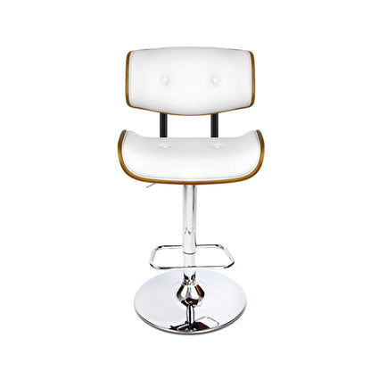 Artiss 2x Bar Stools Gas Lift Leather White - Cosy Abode