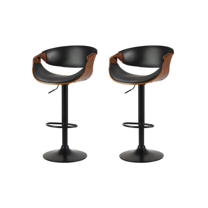 Artiss 2x Bar Stools Gas Lift Leather w/Armrest - Cosy Abode