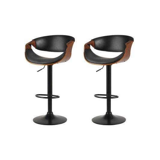 Artiss 2x Bar Stools Gas Lift Leather w/Armrest - Cosy Abode