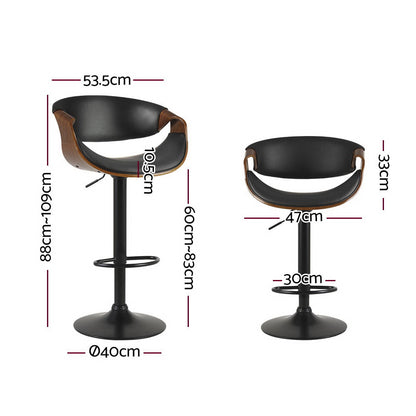 Artiss 2x Bar Stools Gas Lift Leather w/Armrest - Cosy Abode