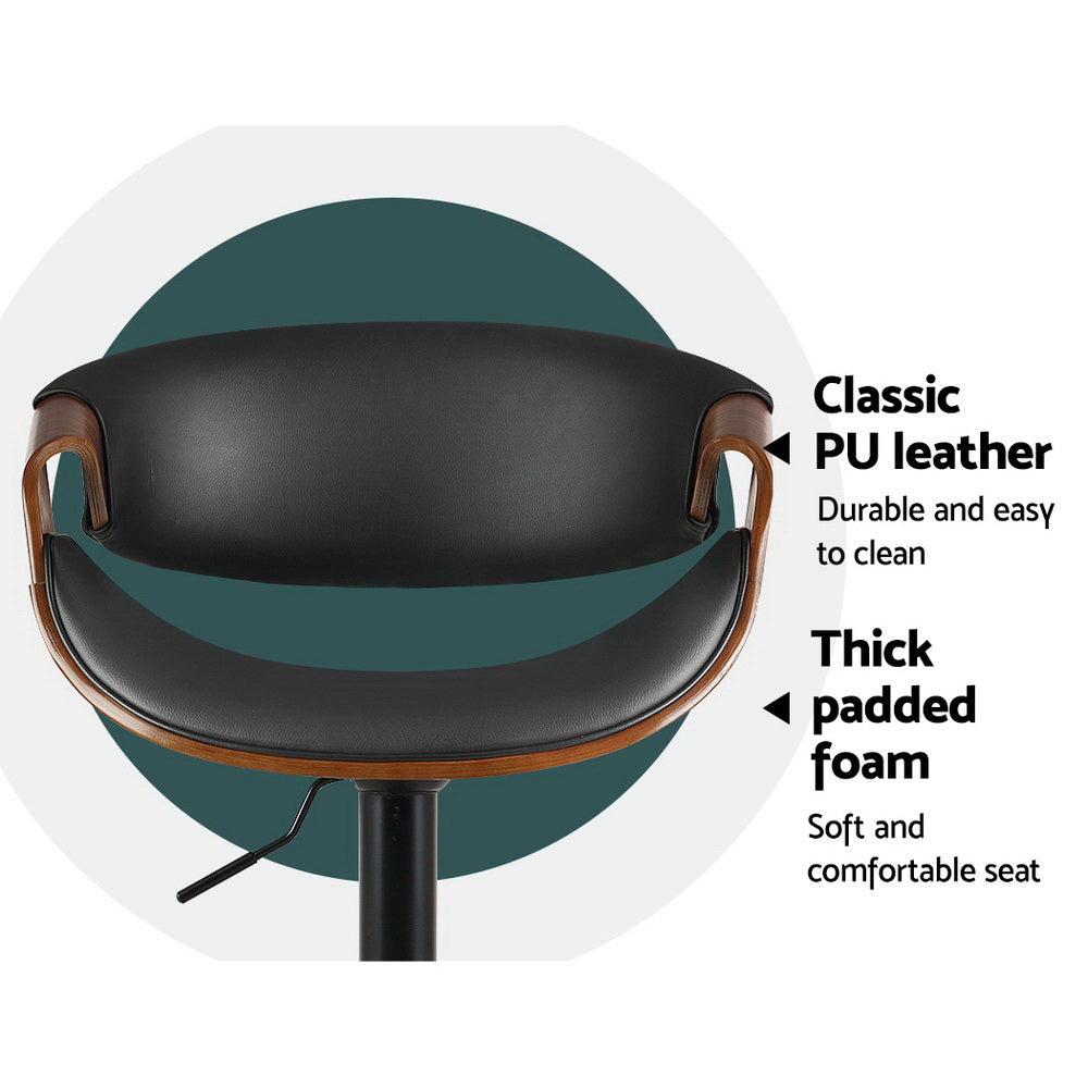 Artiss 2x Bar Stools Gas Lift Leather w/Armrest - Cosy Abode
