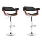 Artiss 2x Bar Stools Gas Lift Leather w/Armrest Black - Cosy Abode