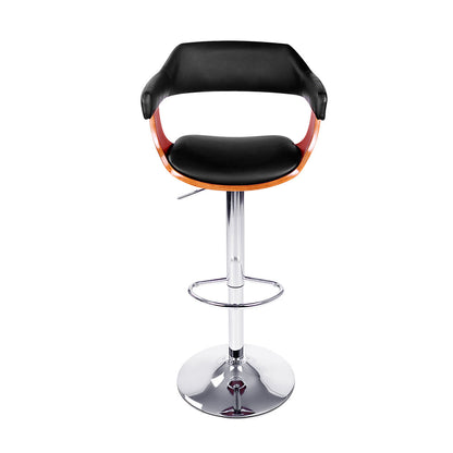 Artiss 2x Bar Stools Gas Lift Leather w/Armrest Black - Cosy Abode
