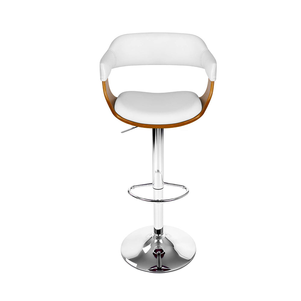 Artiss 2x Bar Stools Gas Lift Leather w/Armrest White - Cosy Abode