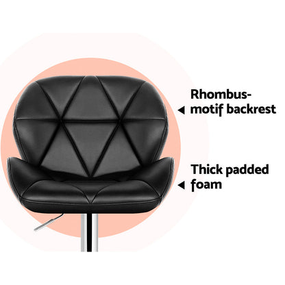 Artiss 2x Bar Stools Gas Lift Padded Leather Black - Cosy Abode
