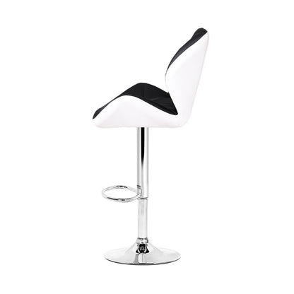 Artiss 2x Bar Stools Gas Lift Padded Leather Black & White - Cosy Abode