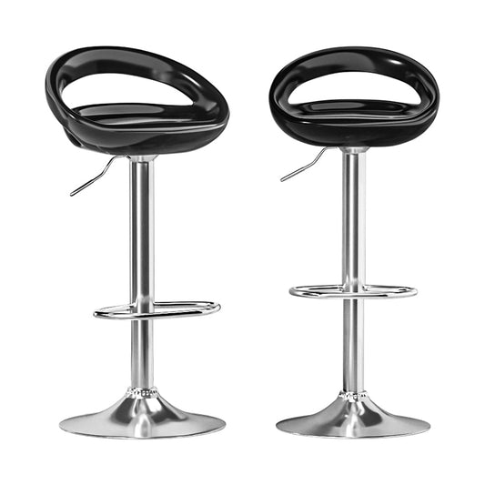 Artiss 2x Bar Stools Gas Lift Plastic Seat Black - Cosy Abode