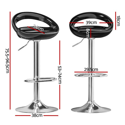 Artiss 2x Bar Stools Gas Lift Plastic Seat Black - Cosy Abode