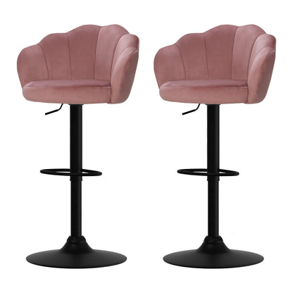 Artiss 2x Bar Stools Gas Lift Velvet Pink - Cosy Abode