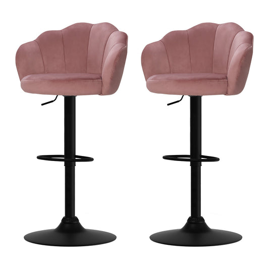 Artiss 2x Bar Stools Gas Lift Velvet Pink - Cosy Abode