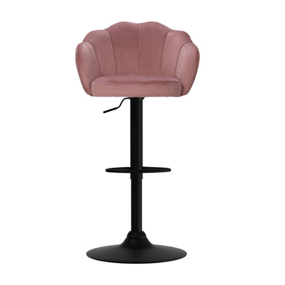 Artiss 2x Bar Stools Gas Lift Velvet Pink - Cosy Abode