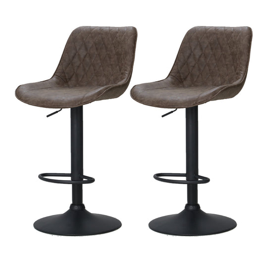 Artiss 2x Bar Stools Gas Lift Vintage Leather Brown - Cosy Abode