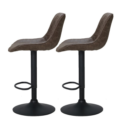 Artiss 2x Bar Stools Gas Lift Vintage Leather Brown - Cosy Abode