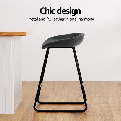 Artiss 2x Bar Stools Kitchen Dining Chairs Counter Stool PU Leather Metal - Cosy Abode