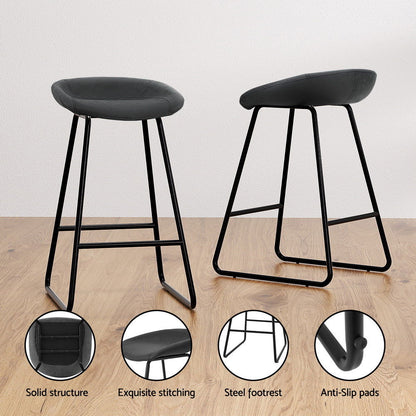 Artiss 2x Bar Stools Kitchen Dining Chairs Counter Stool PU Leather Metal - Cosy Abode