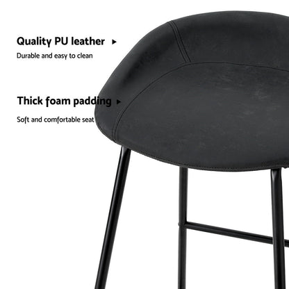 Artiss 2x Bar Stools Kitchen Dining Chairs Counter Stool PU Leather Metal - Cosy Abode