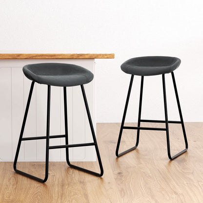 Artiss 2x Bar Stools Kitchen Dining Chairs Counter Stool PU Leather Metal - Cosy Abode