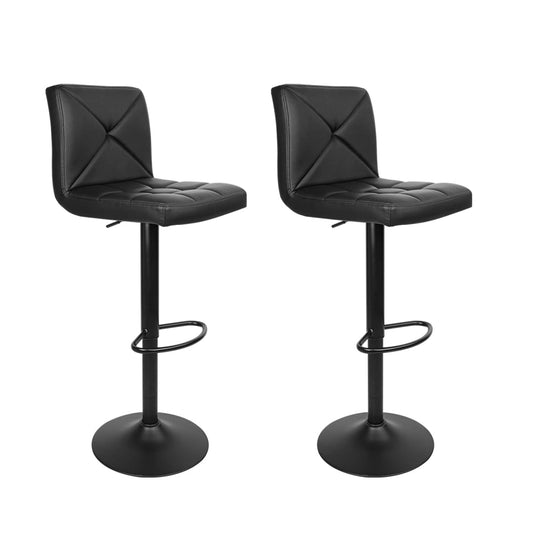 Artiss 2x Bar Stools Kitchen Dining Chairs Gas Lift Stool Leather Black - Cosy Abode