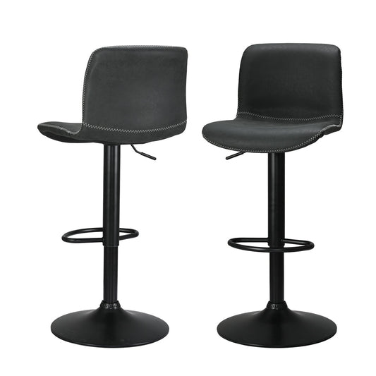 Artiss 2x Bar Stools Kitchen Swivel Bar Stool Gas Lift Chairs Barstools Black - Cosy Abode
