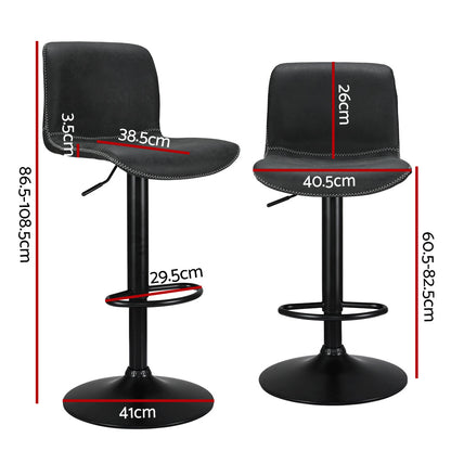 Artiss 2x Bar Stools Kitchen Swivel Bar Stool Gas Lift Chairs Barstools Black - Cosy Abode