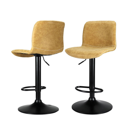 Artiss 2x Bar Stools Kitchen Swivel Bar Stool Gas Lift Chairs Barstools Brown - Cosy Abode