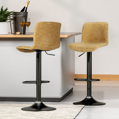 Artiss 2x Bar Stools Kitchen Swivel Bar Stool Gas Lift Chairs Barstools Brown - Cosy Abode