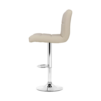 Artiss 2x Bar Stools Leather Gas Lift Beige - Cosy Abode