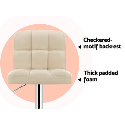 Artiss 2x Bar Stools Leather Gas Lift Beige - Cosy Abode