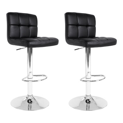 Artiss 2x Bar Stools Leather Gas Lift Black - Cosy Abode