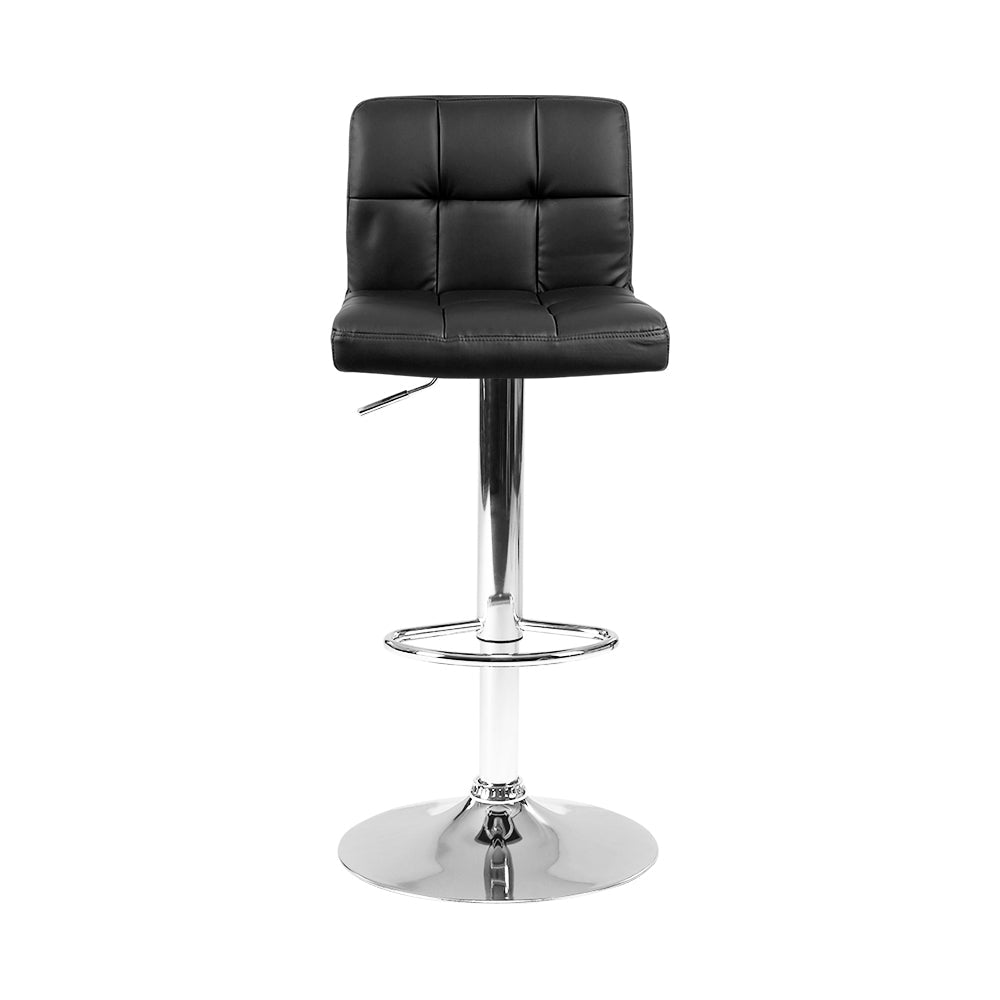 Artiss 2x Bar Stools Leather Gas Lift Black - Cosy Abode