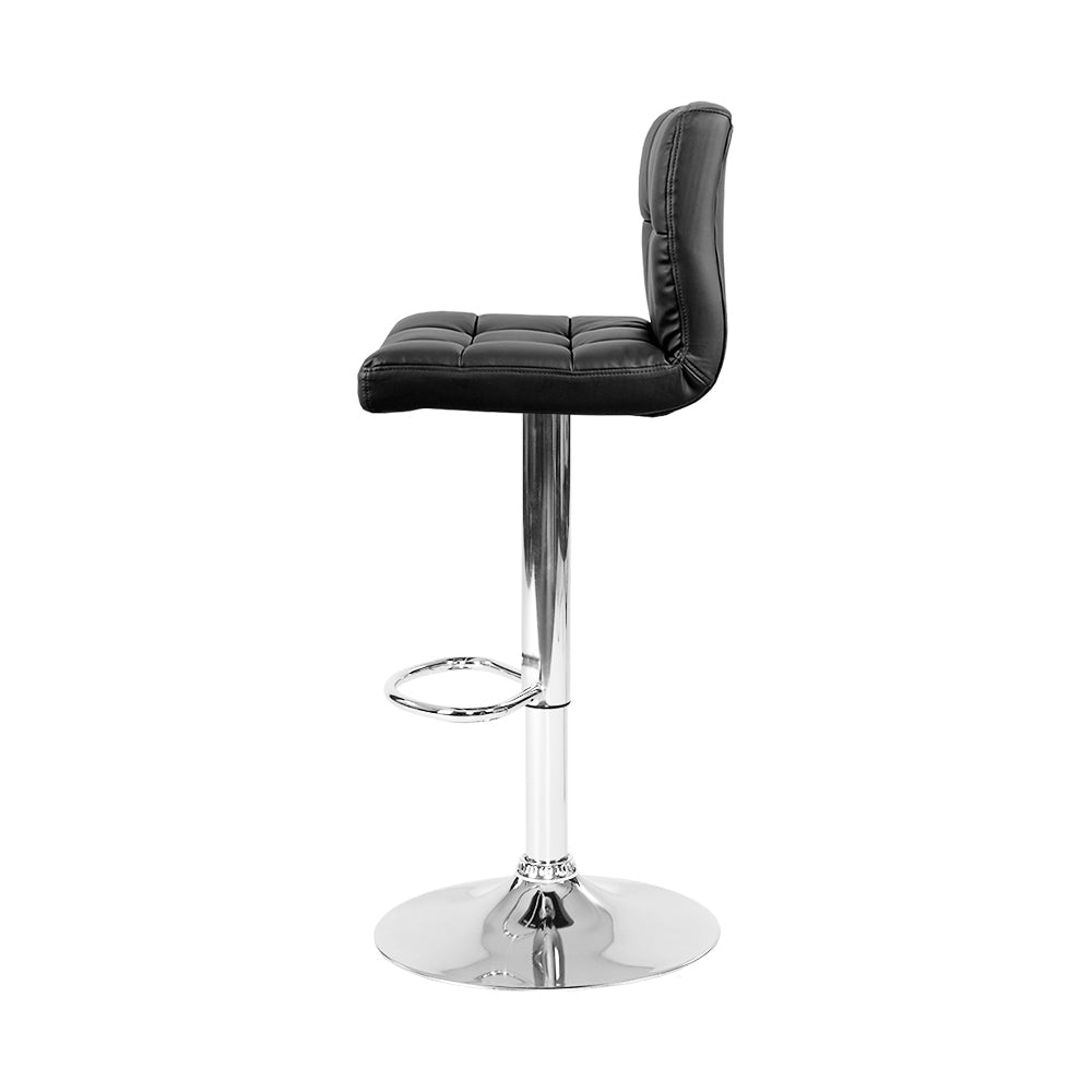 Artiss 2x Bar Stools Leather Gas Lift Black - Cosy Abode