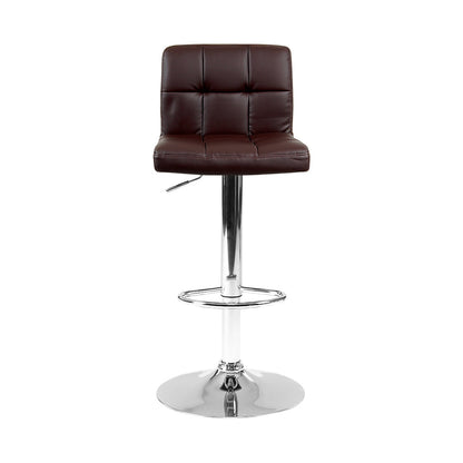 Artiss 2x Bar Stools Leather Gas Lift Brown - Cosy Abode