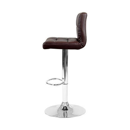 Artiss 2x Bar Stools Leather Gas Lift Brown - Cosy Abode
