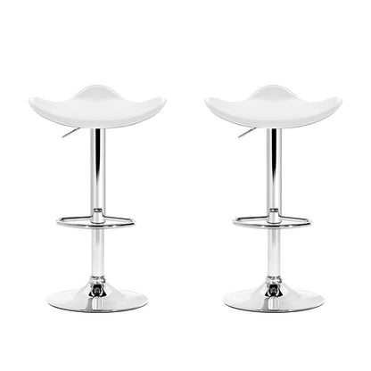 Artiss 2x Bar Stools Leather Gas Lift Chair White - Cosy Abode