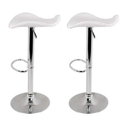 Artiss 2x Bar Stools Leather Gas Lift Chair White - Cosy Abode