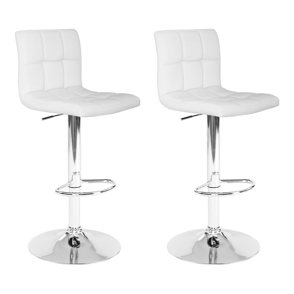Artiss 2x Bar Stools Leather Gas Lift White - Cosy Abode