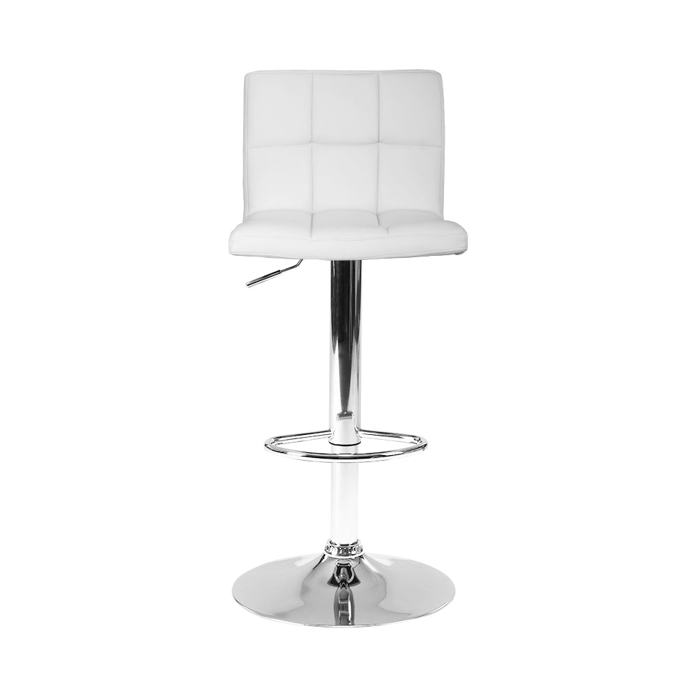 Artiss 2x Bar Stools Leather Gas Lift White - Cosy Abode