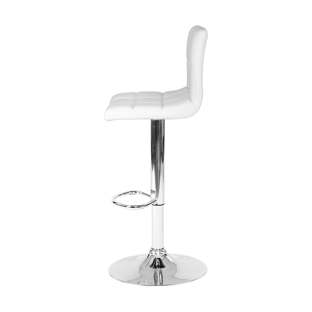 Artiss 2x Bar Stools Leather Gas Lift White - Cosy Abode