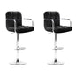 Artiss 2x Bar Stools Leather Gas Lift w/Armrest Black - Cosy Abode