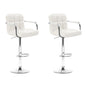 Artiss 2x Bar Stools Leather Gas Lift w/Armrest White - Cosy Abode