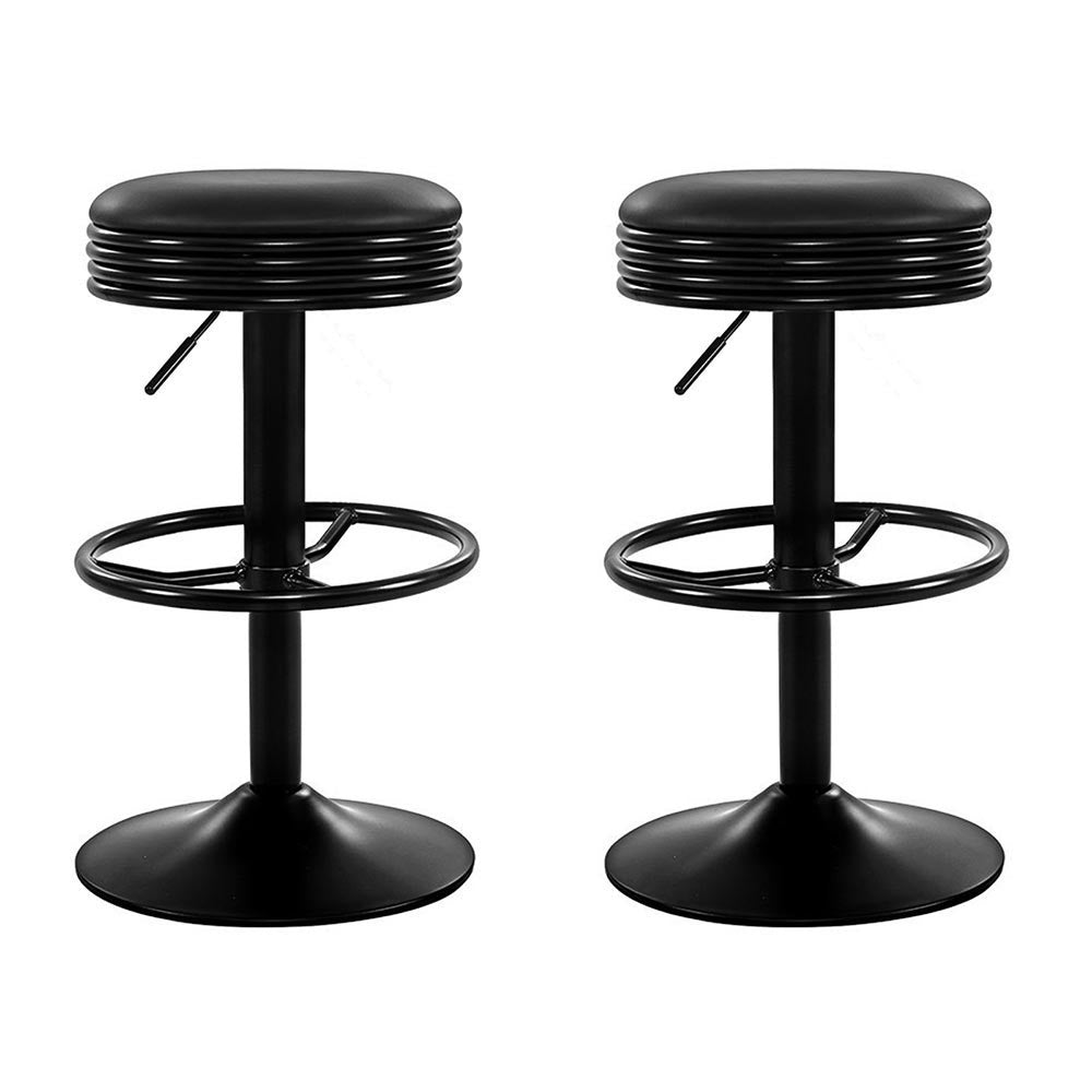 Artiss 2x Bar Stools Leather Padded Gas Lift Black - Cosy Abode