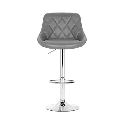 Artiss 2x Bar Stools Leather Padded Gas Lift Grey - Cosy Abode