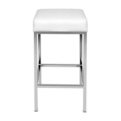 Artiss 2x Bar Stools Leather Padded Metal White - Cosy Abode